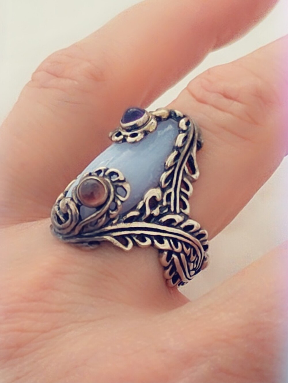 Vintage Carolyn Pollack Sterling Silver Gemstone Ring Sz 9